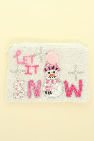 Let It Snowman Rhinestone Seed Bead Coin Bag - | SmartBuyApparel