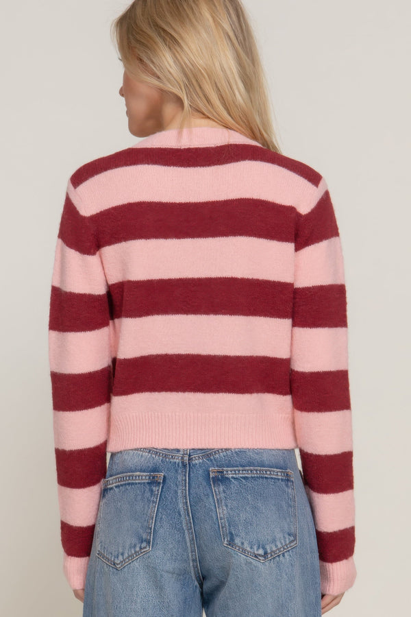 Long Sleeve Crew Neck Stripe Sweater - Women's sweater - SmartBuyApparel