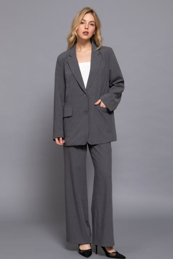 Long Sleeve Front Button Closure Blazer - Women's blazer - SmartBuyApparel