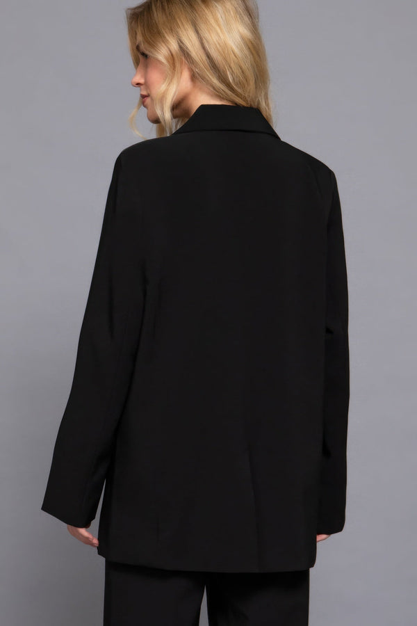 Long Sleeve Front Button Closure Blazer - Women's blazer - SmartBuyApparel
