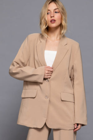 Long Sleeve Front Button Closure Blazer - Women's blazer - SmartBuyApparel
