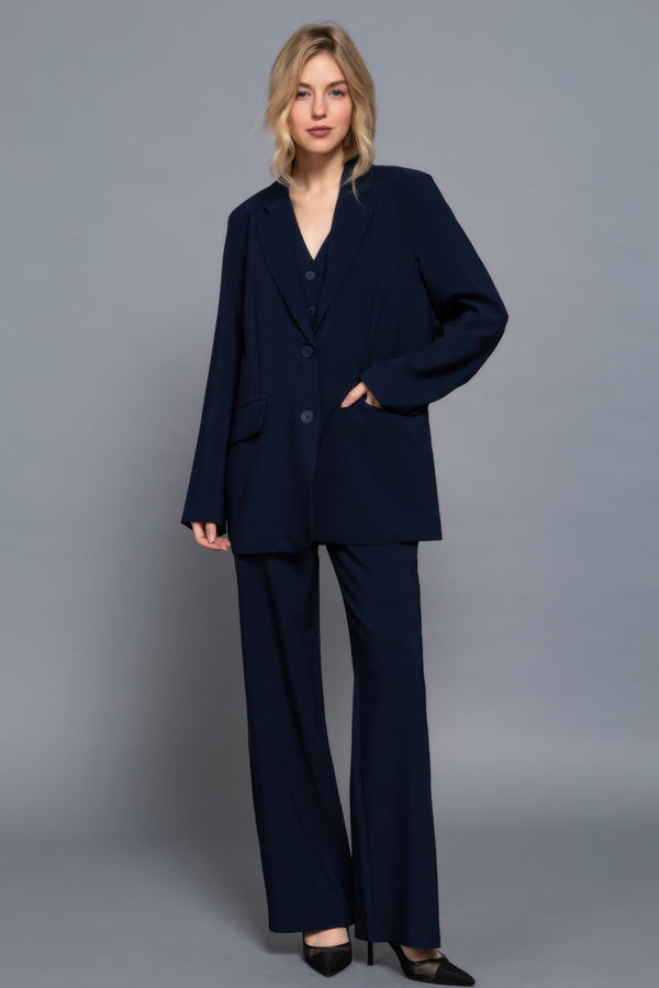 Long Sleeve Front Button Closure Blazer - Women's blazer - SmartBuyApparel