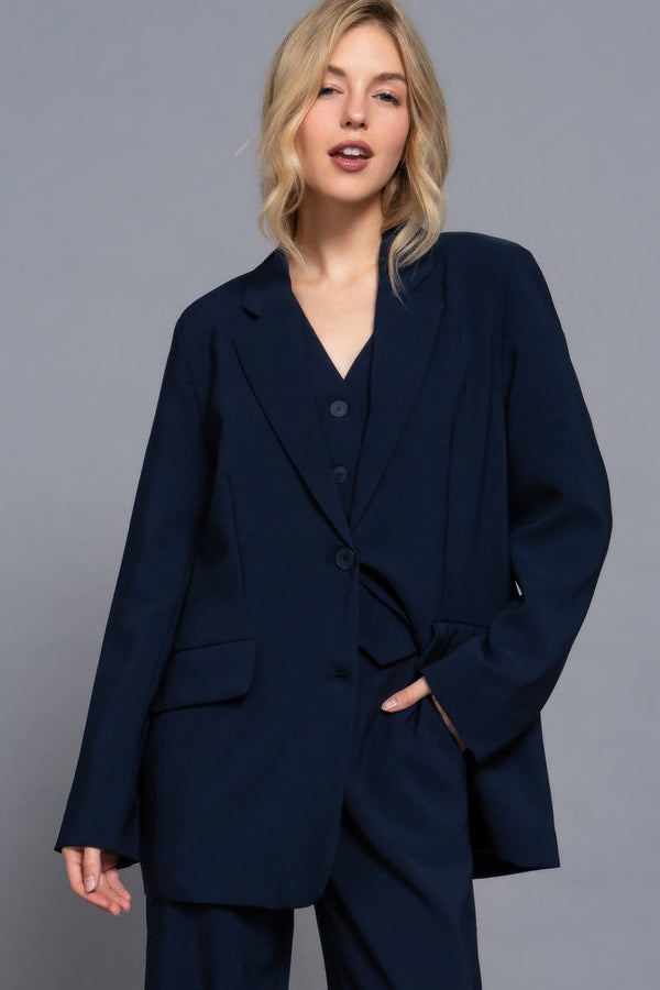 Long Sleeve Front Button Closure Blazer - Women's blazer - SmartBuyApparel