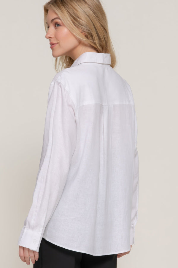 Long Sleeve Linen Blend Shirt - women's shirt - SmartBuyApparel