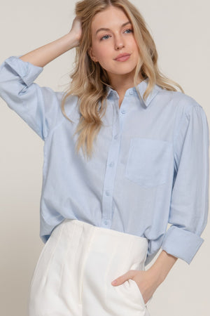 Long Sleeve Linen Blend Shirt - women's shirt - SmartBuyApparel