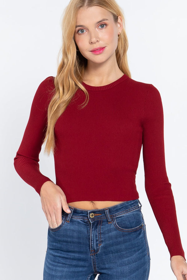 Long Sleeve Open Back Sweater Top - Women's sweater - SmartBuyApparel