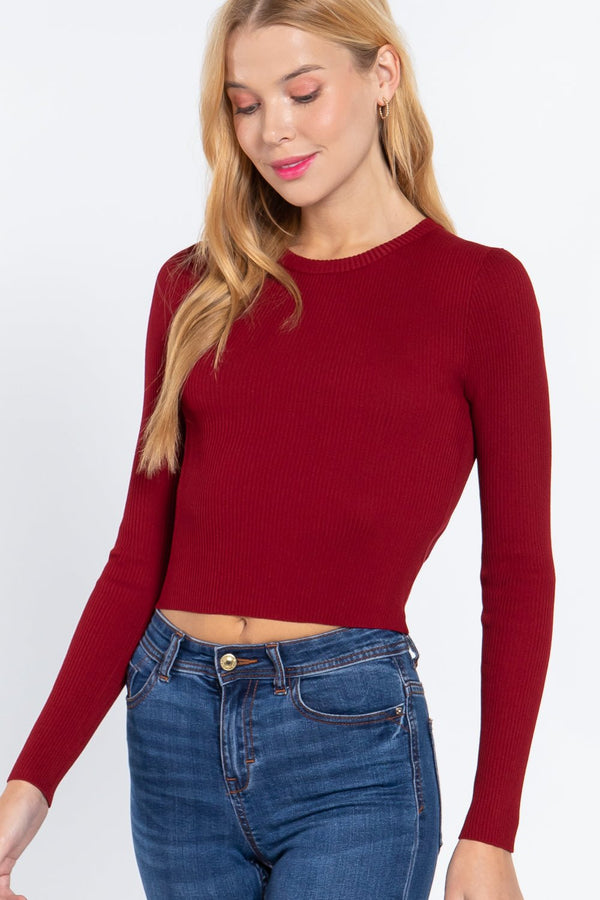 Long Sleeve Open Back Sweater Top - Women's sweater - SmartBuyApparel