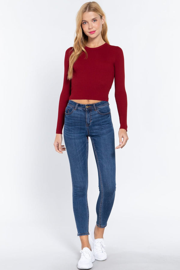 Long Sleeve Open Back Sweater Top - Women's sweater - SmartBuyApparel