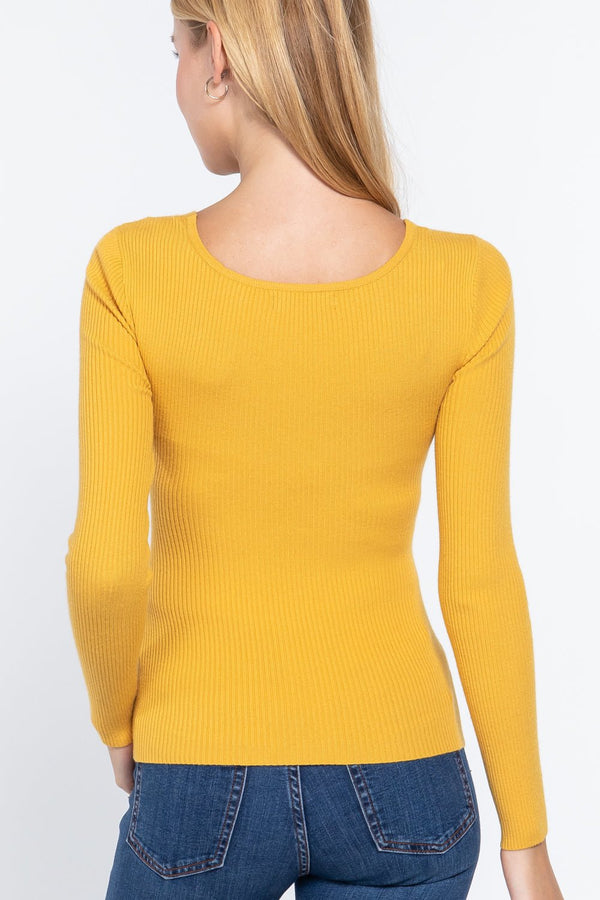 Long Sleeve V - Neck Knotted Sweater - Women's sweater - SmartBuyApparel