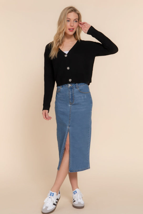 Long Sleeve V - Neck Sweater Cardigan - Women's sweater - SmartBuyApparel