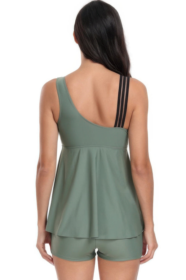 Low Back Solid Two Pieces Ruffle Swimsuits - | SmartBuyApparel