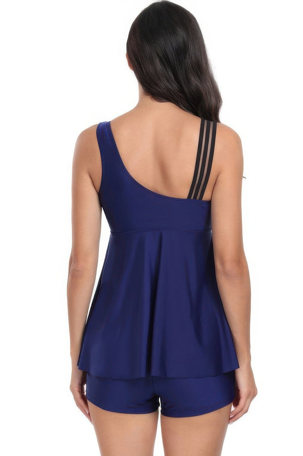 Low Back Solid Two Pieces Ruffle Swimsuits - | SmartBuyApparel