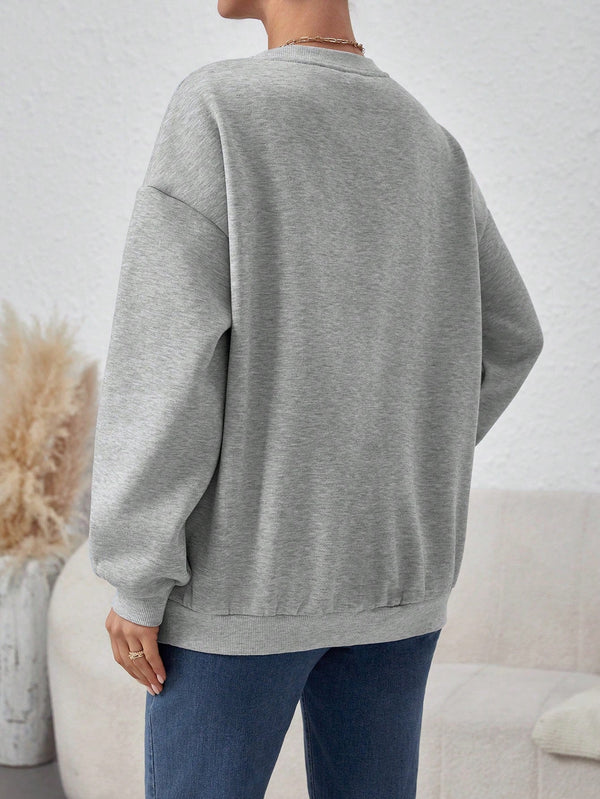 Maternity Sweatshirt With Text Print - SmartBuyApparel - Maternity Sweatshirts