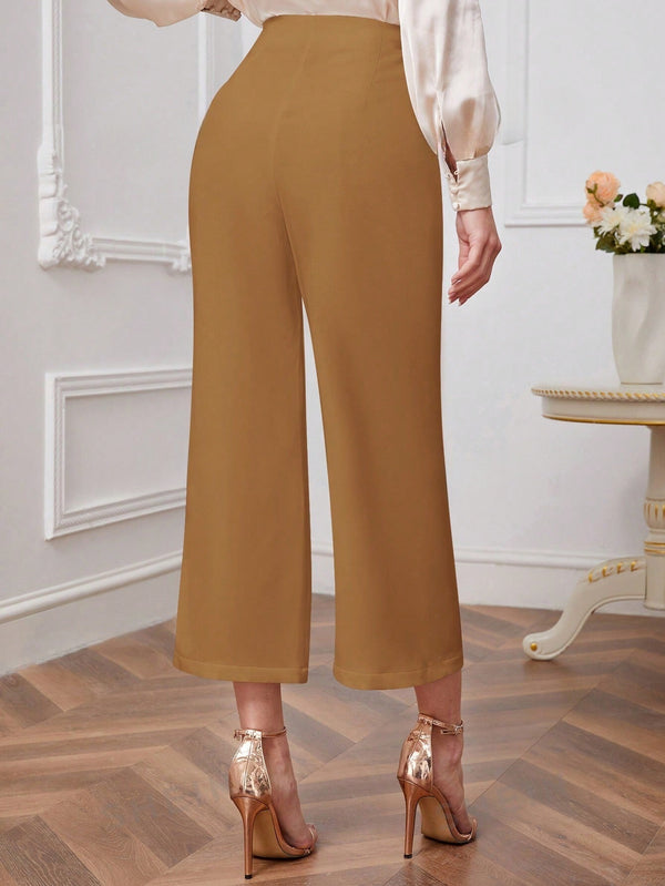 Modely Button Detail Cropped Wide Leg Pants - SmartBuyApparel - Women Pants