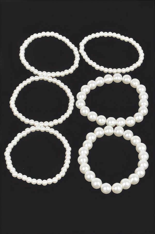 Multi Faux Pearl Stretch Bracelet - | SmartBuyApparel