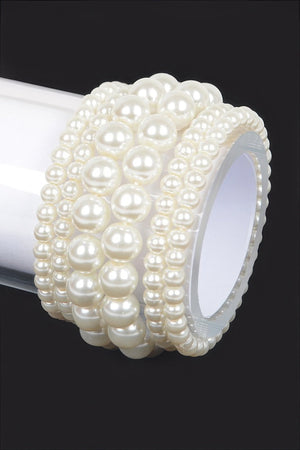 Multi Faux Pearl Stretch Bracelet - | SmartBuyApparel
