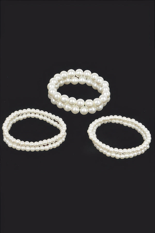 Multi Faux Pearl Stretch Bracelet - | SmartBuyApparel
