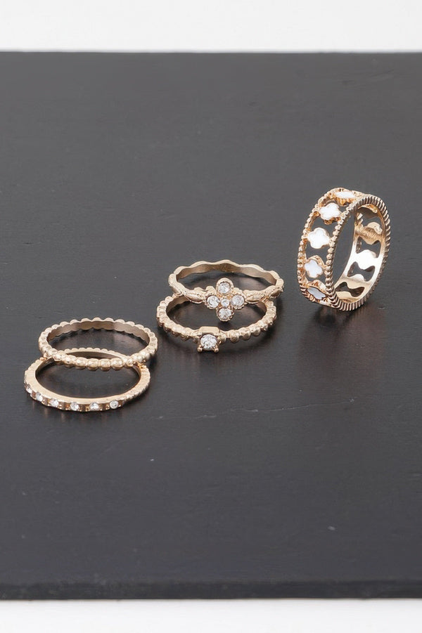 Multi Jewel Clover Ring Set - | SmartBuyApparel