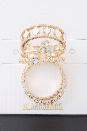 Multi Jewel Clover Ring Set - | SmartBuyApparel