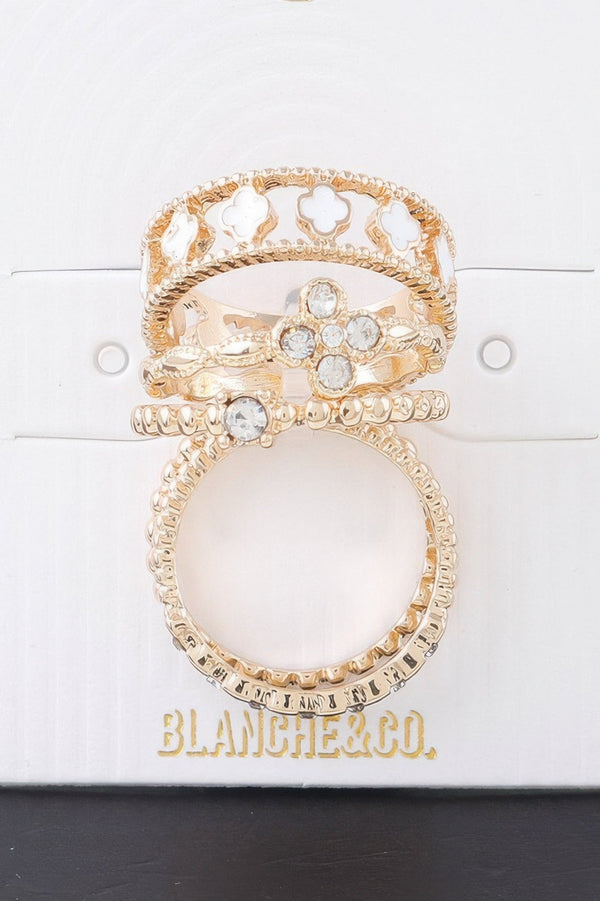 Multi Jewel Clover Ring Set - | SmartBuyApparel