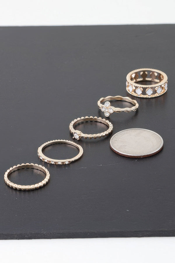 Multi Jewel Clover Ring Set - | SmartBuyApparel