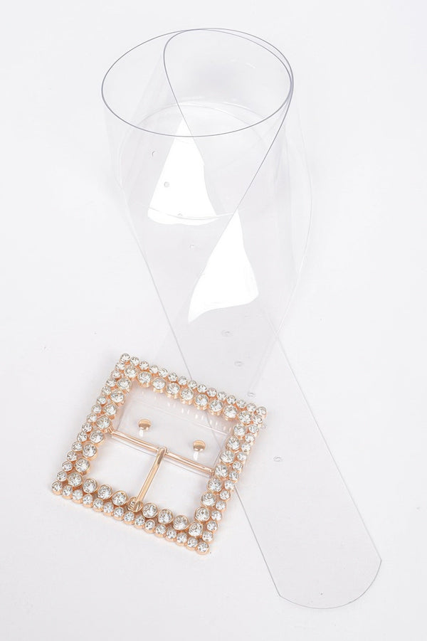 Multi Rhinestone Buckle Clear Plus Size Belt - | SmartBuyApparel