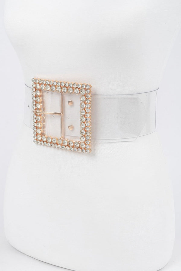 Multi Rhinestone Buckle Clear Plus Size Belt - | SmartBuyApparel