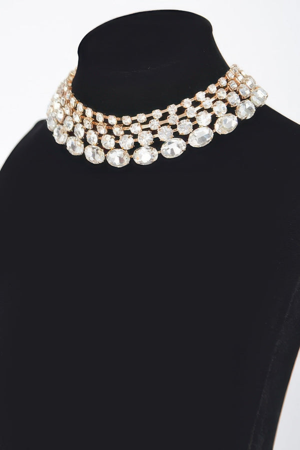 Multi Rhinestone Layered Necklace - Jewelry - SmartBuyApparel