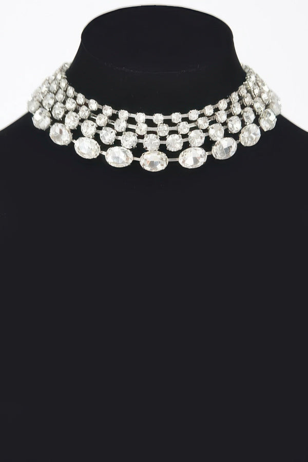 Multi Rhinestone Layered Necklace - Jewelry - SmartBuyApparel