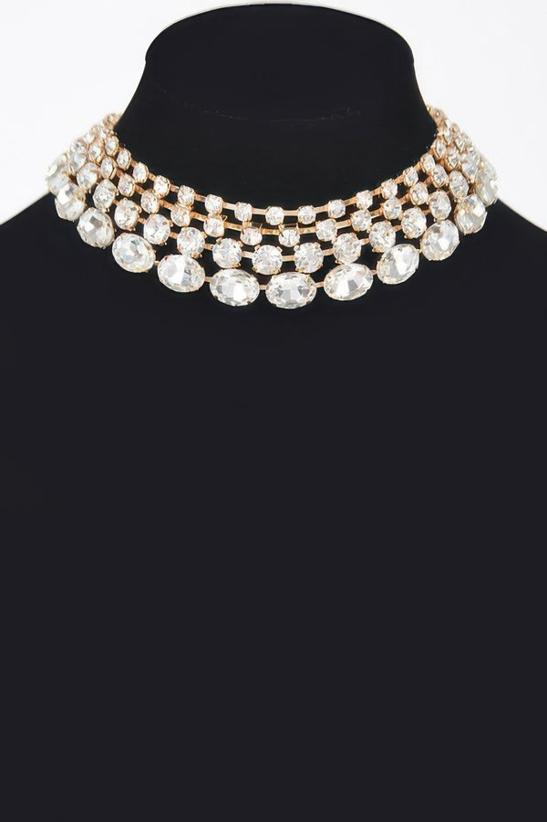 Multi Rhinestone Layered Necklace - Jewelry - SmartBuyApparel