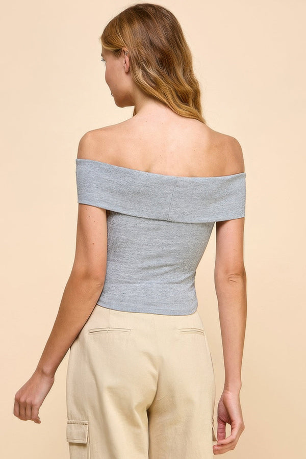 Off Shoulder Ribbed Top - Women's top - SmartBuyApparel