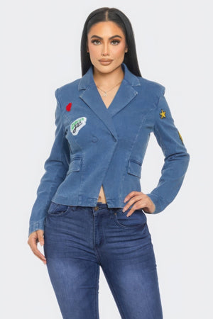 Patch It Up Denim Blazer Jacket - Jacket - SmartBuyApparel