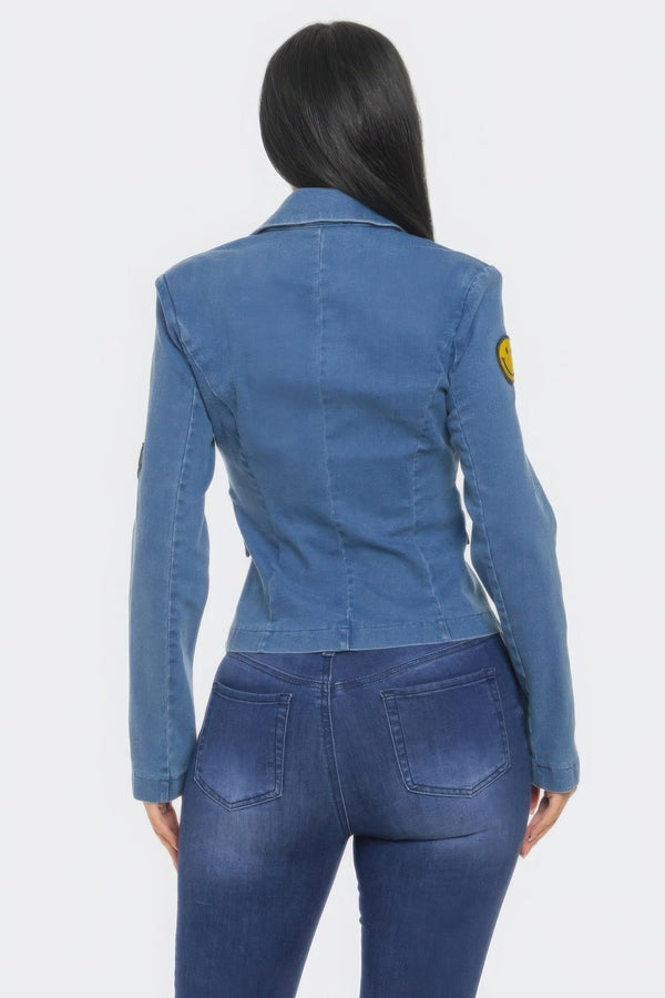 Patch It Up Denim Blazer Jacket - Jacket - SmartBuyApparel