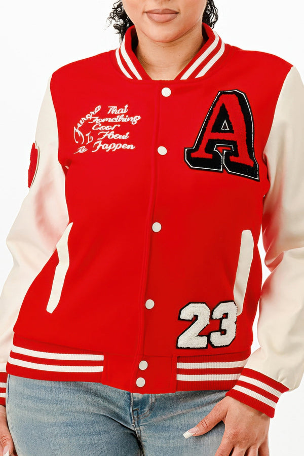 Patch Varsity Bomber Jacket - | SmartBuyApparel