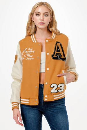 Patch Varsity Bomber Jacket - | SmartBuyApparel