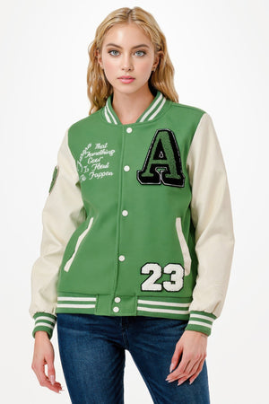 Patch Varsity Bomber Jacket - | SmartBuyApparel