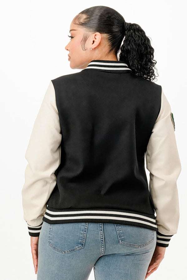 Patch Varsity Bomber Jacket - | SmartBuyApparel