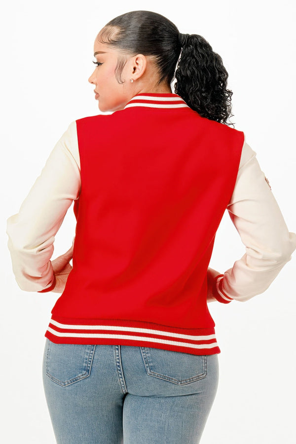 Patch Varsity Bomber Jacket - | SmartBuyApparel