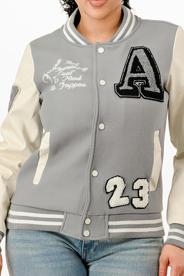 Patch Varsity Bomber Jacket - | SmartBuyApparel