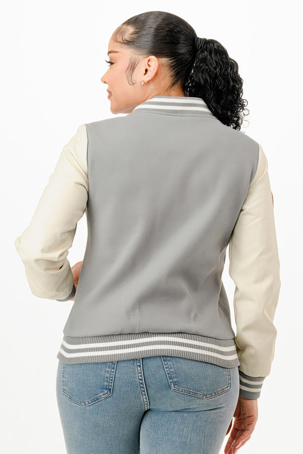 Patch Varsity Bomber Jacket - | SmartBuyApparel