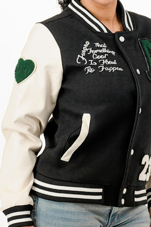 Patch Varsity Bomber Jacket - | SmartBuyApparel
