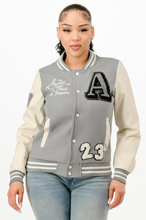 Patch Varsity Bomber Jacket - | SmartBuyApparel