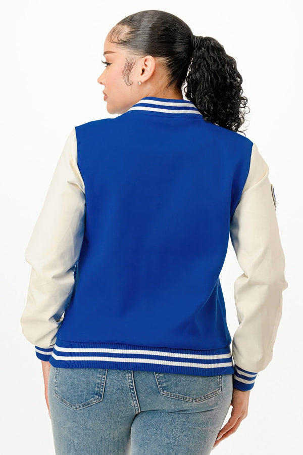 Patch Varsity Bomber Jacket - | SmartBuyApparel