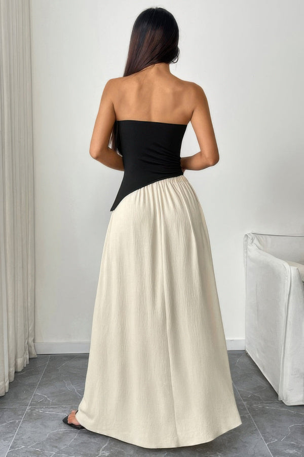 Patchwork Strapless Tube Fit Full Dress - | SmartBuyApparel