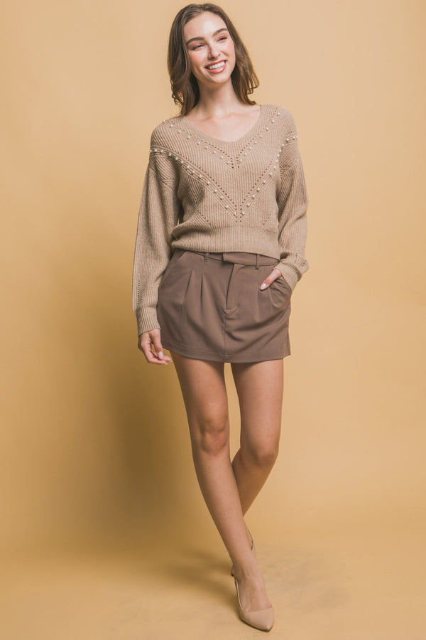 Pearl Details Sweater - Women's sweater - SmartBuyApparel
