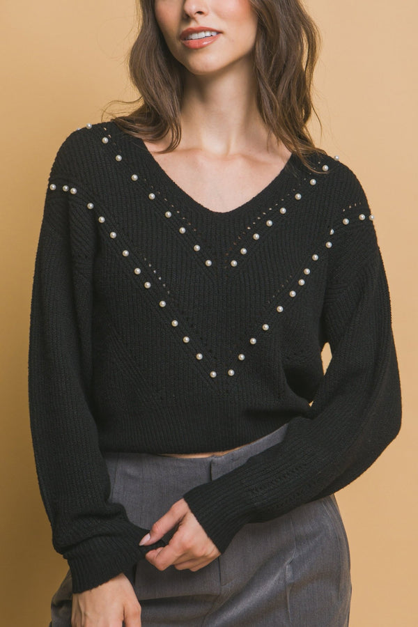 Pearl Details Sweater - Women's sweater - SmartBuyApparel