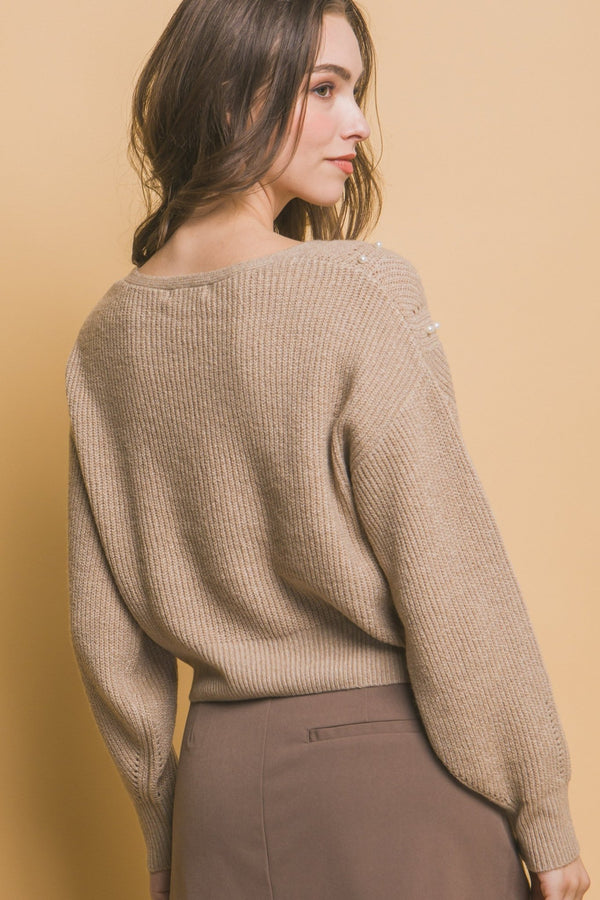 Pearl Details Sweater - Women's sweater - SmartBuyApparel
