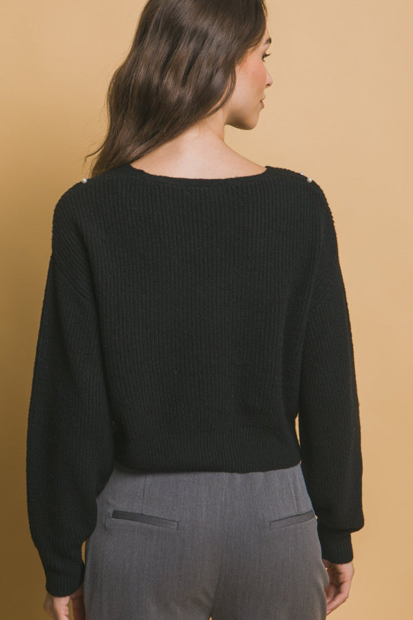 Pearl Details Sweater - Women's sweater - SmartBuyApparel