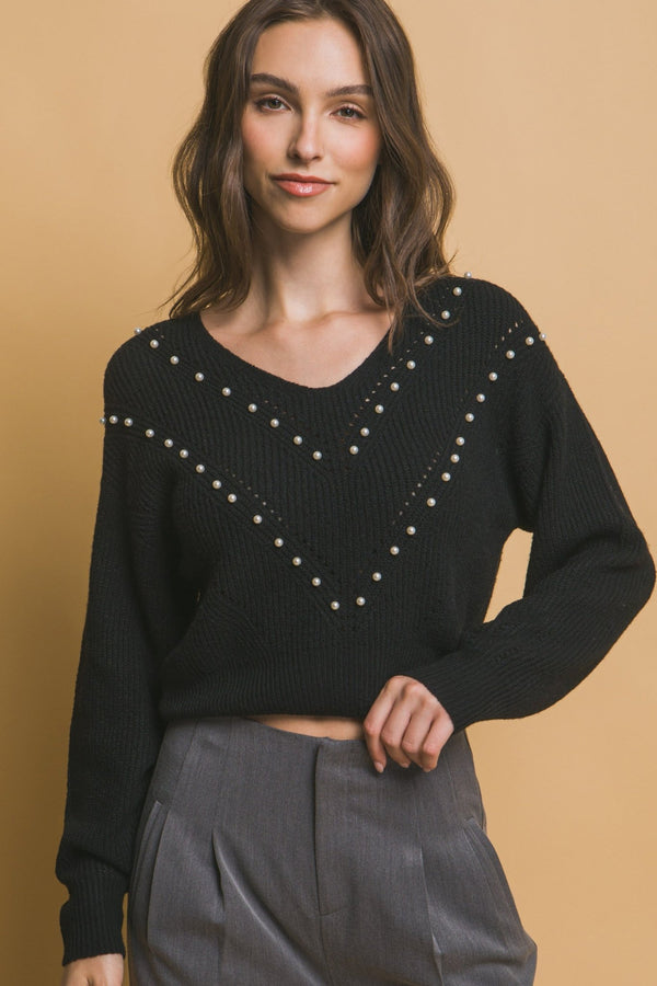 Pearl Details Sweater - Women's sweater - SmartBuyApparel
