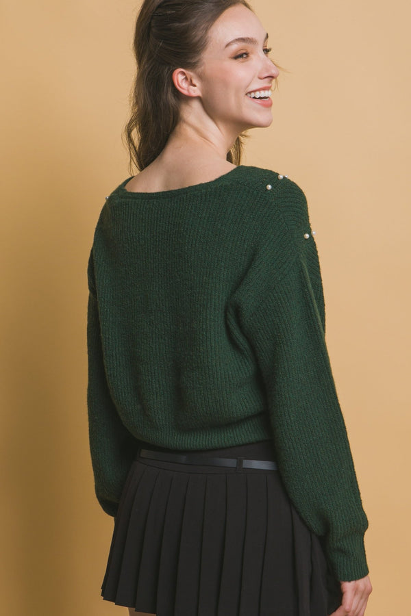 Pearl Details Sweater - Women's sweater - SmartBuyApparel